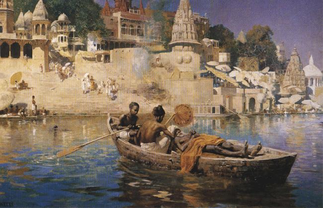 Edwin Lord Weeks The Last Voyage-A Souvenir of the Ganges, Benares. oil painting image